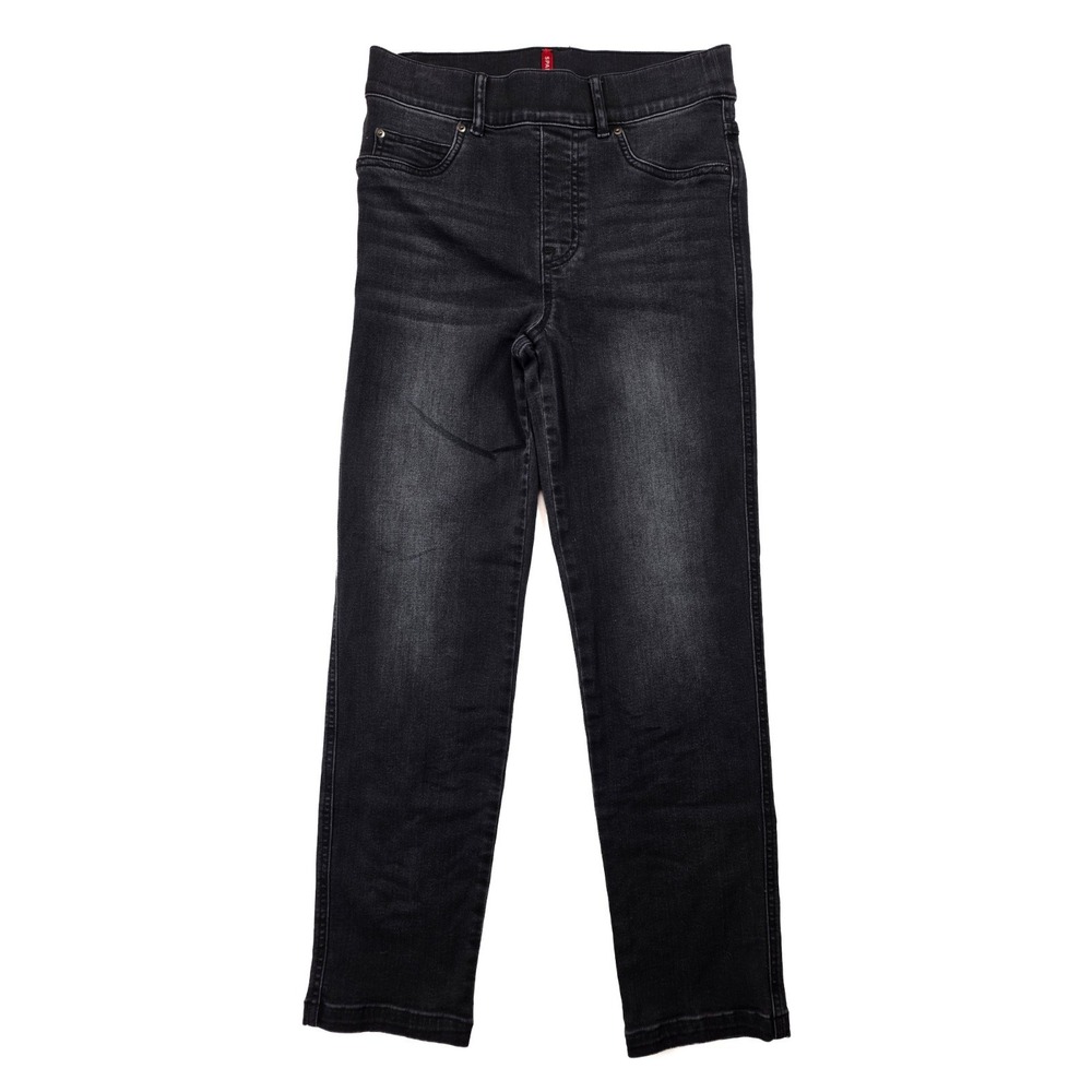 Spanx Jeans Black Fade Mid Rise Straight Leg Tummy Shaping Women's Size Small